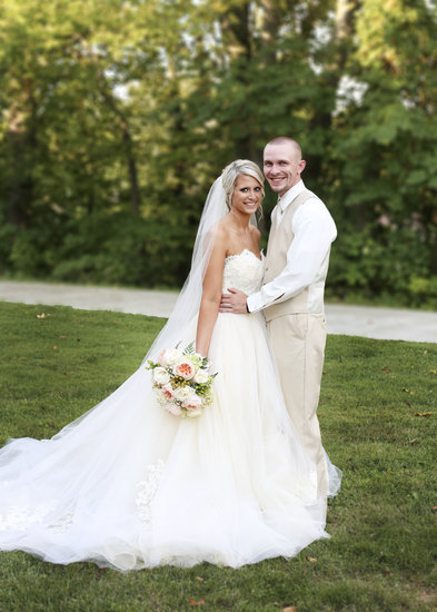 Bustling a tulle wedding clearance dress