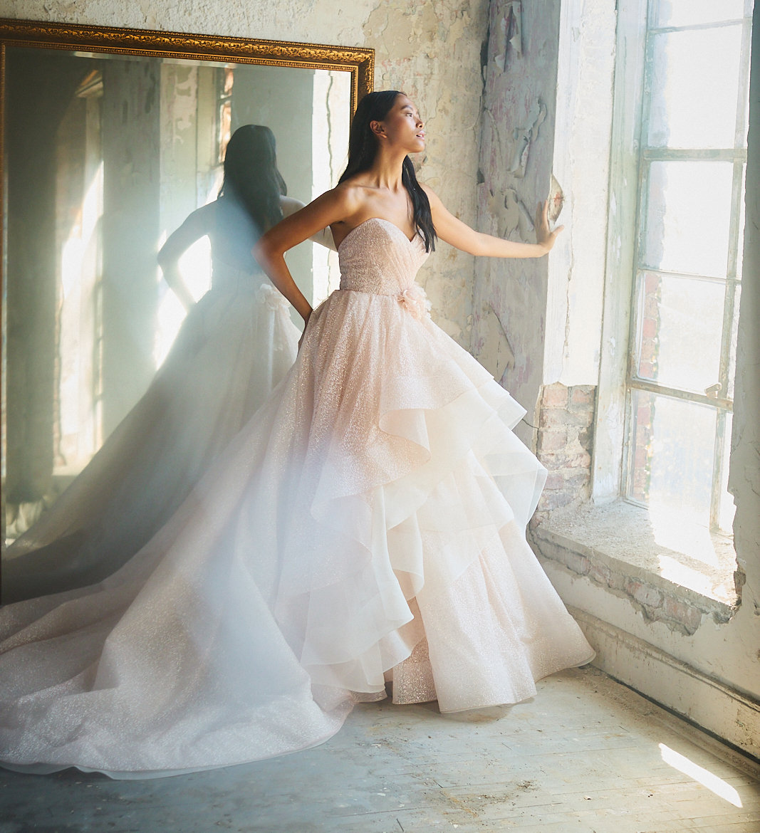 Lazaro Tulle Ball Gown Wedding Dress