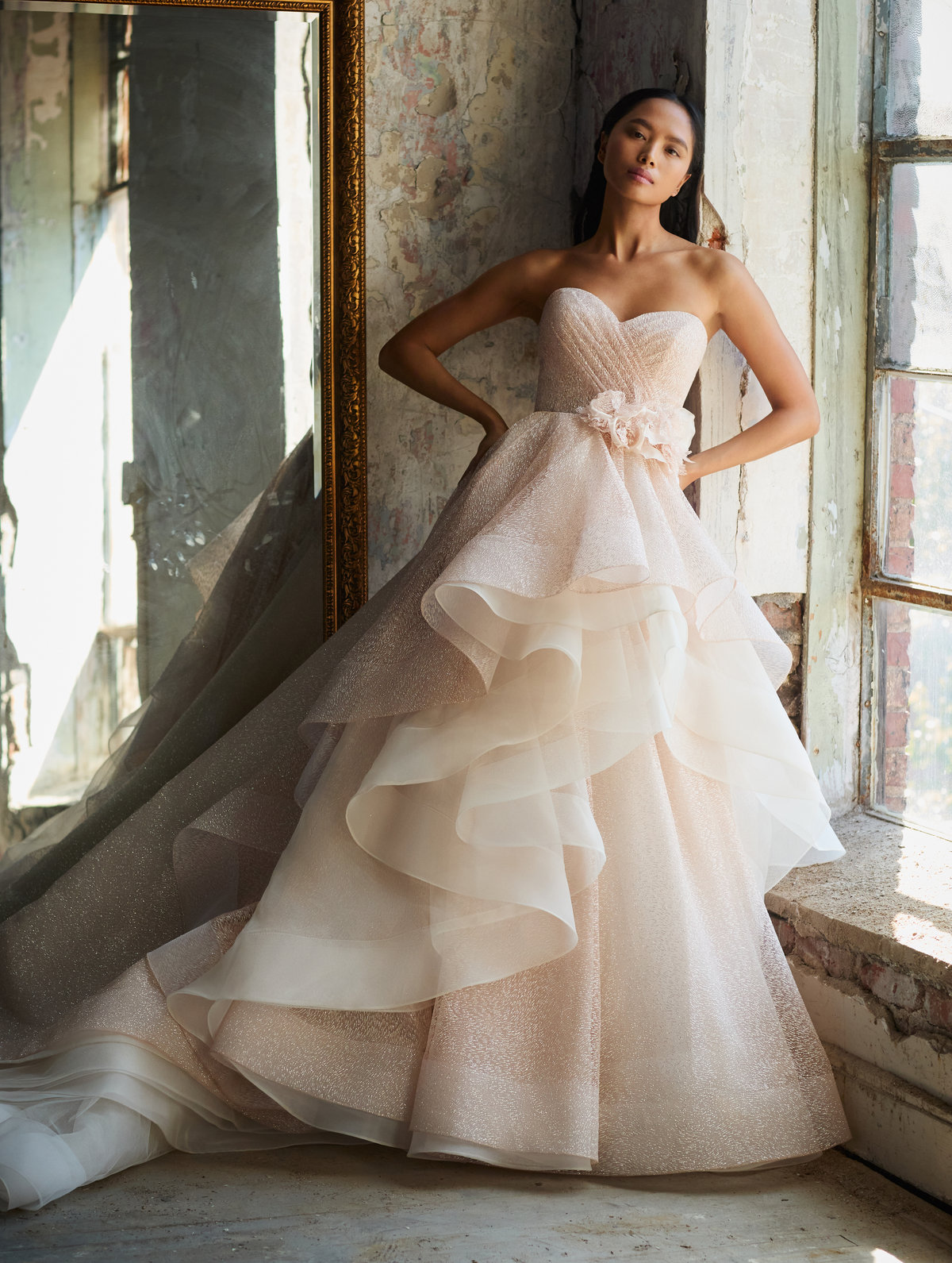 Lazaro glitter hot sale tulle ball gown